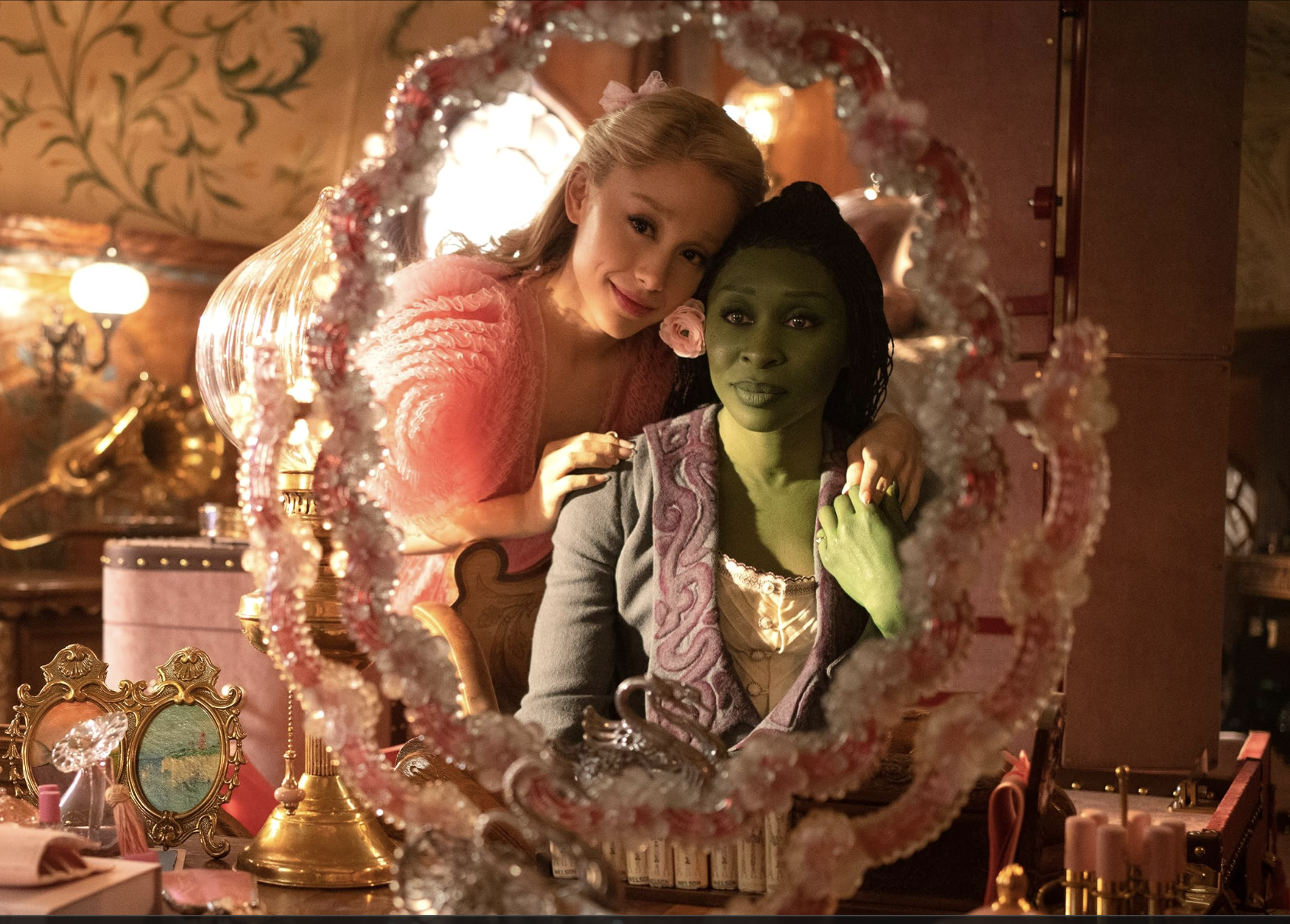 Grande and Erivo as Glinda and Elphaba